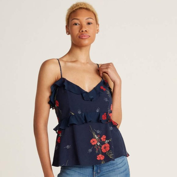 NWT Joie Aisling Midnight Ruffle Tier Floral Cami 0 - Picture 1 of 12
